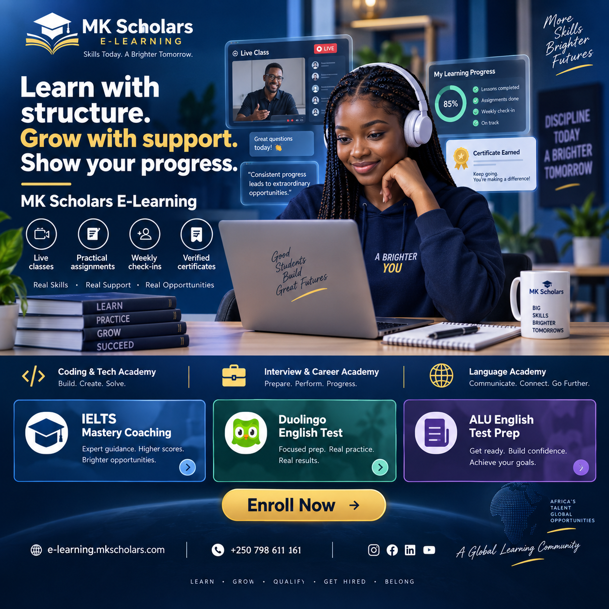 MK Scholars E-Learning platform advertisement